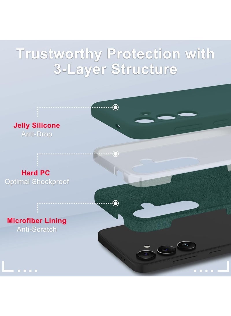 ELTRAZONE Samsung Galaxy S24 Plus Case | Soft Silicone Phone Case with 1 Screen Protector | Anti-Scratch Microfiber Lining | Full Body Shockproof Slim Cover | Wireless Charging Compatible | Durable Deep Green Protective Case for Samsung Galaxy S24+ - Image 3