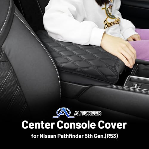 Autorder Center Console Cover for Nissan Pathfinder 2022-2025 2026 Accessories Armrest Cushion Cover Nappa Leather Middle Console Covers Pathfinder Console Cushion Pad Anti-Scratch - Image 2
