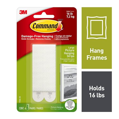 Command 17206 Picture Strip, Detachable, 7200 g, 4 Sets of 2 Stripes, Size L, White - Image 2