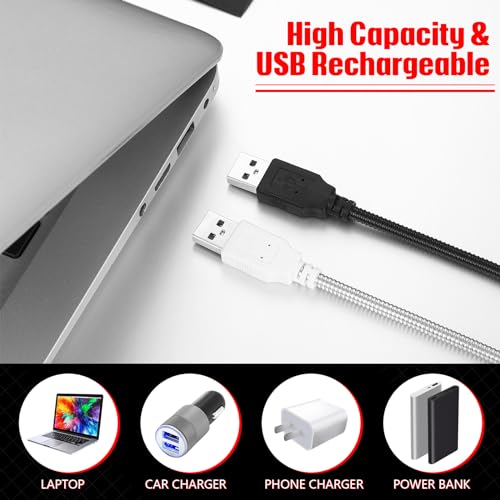 Tujoe 2 Pieces USB LED Light for Laptop Keyboard Gooseneck Light Computer Lamp Flexible Stick Dimmable LED Lamp Touch Switch for Reading Book(Black, Red) - Image 4