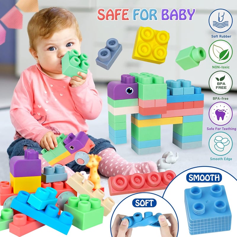ROHSCE Soft Building Blocks for Kids,Puzzle Blocks,Stem Preschool Learning Sensory Toys and Gifts for Kids,Multifunctional Baby Toy - Image 4