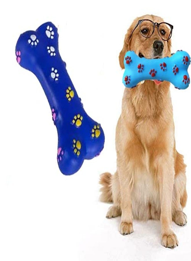 Pups&Pets Durable Paw Printed Rubber Chew Bone with Squeaky Sound Chew Toy Ideal for Playing and Training Dogs and Puppies (Pack in 1 Pcs) - Image 1