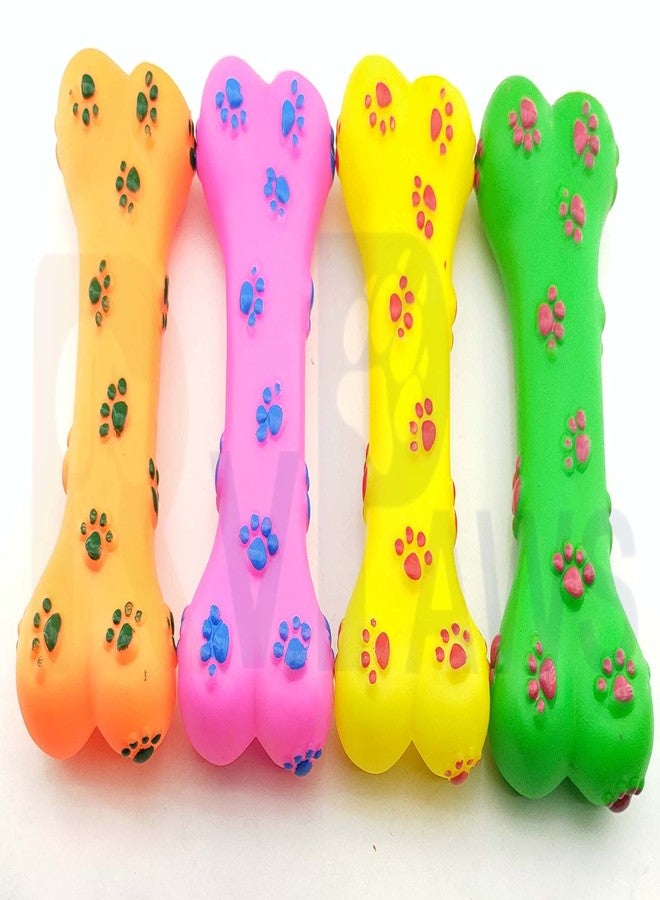 Pups&Pets Durable Paw Printed Rubber Chew Bone with Squeaky Sound Chew Toy Ideal for Playing and Training Dogs and Puppies (Pack in 1 Pcs) - Image 4