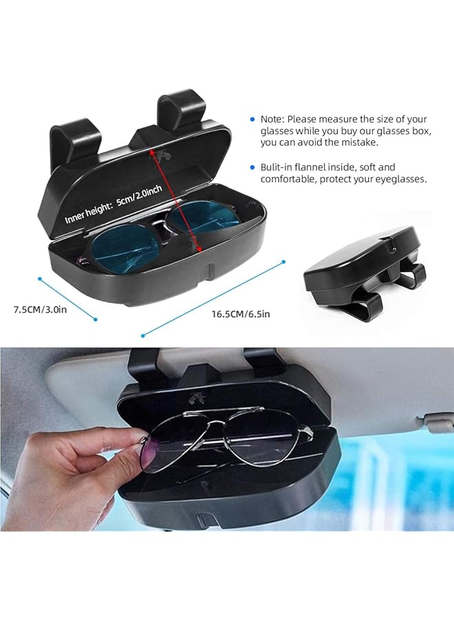 Number-One Car Visor Sunglass Case Holder Clip, Eye Glasses Storage Box With Double Card Slots Car Sunglasses Organizer Mount General For All Car Models (Black) - Image 5