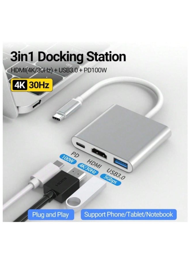 Usb-C To Hdmi ( 4K ) Usb 3.0 And Female Type-C Adapter For Macbook And Chromebook - Image 1
