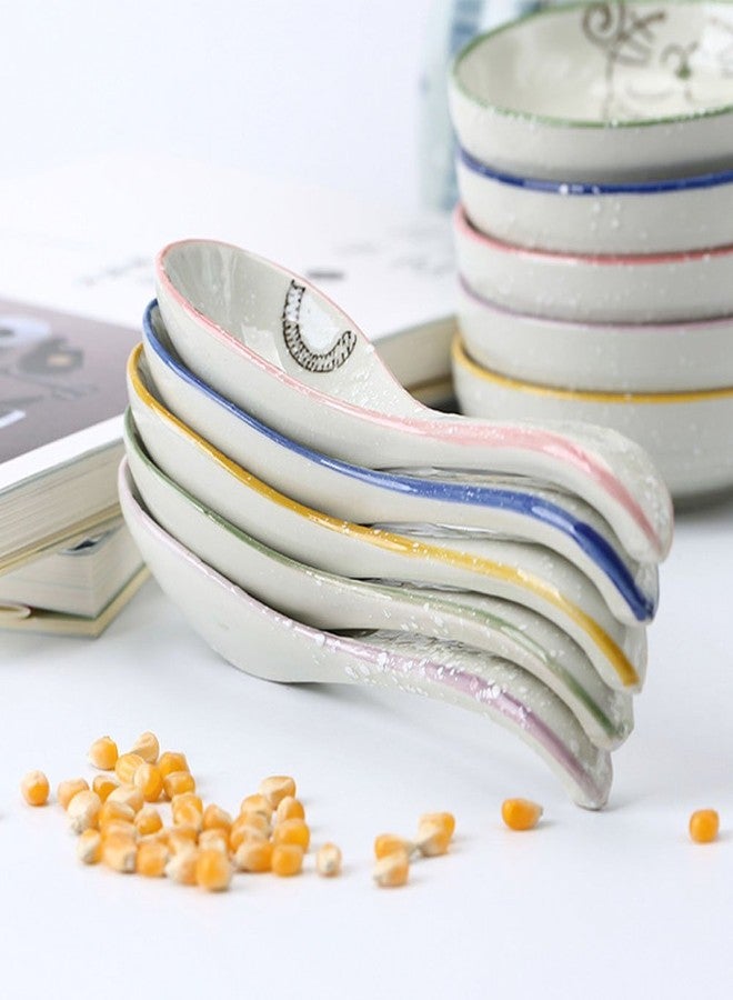 123Arts 5pcs Ceramics Japanese Fortune Cat Lucky Cat Hand Painted Soup Spoons - Image 5