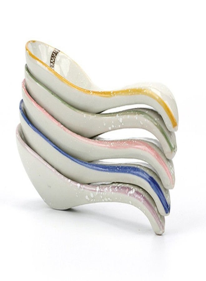 123Arts 5pcs Ceramics Japanese Fortune Cat Lucky Cat Hand Painted Soup Spoons - Image 4