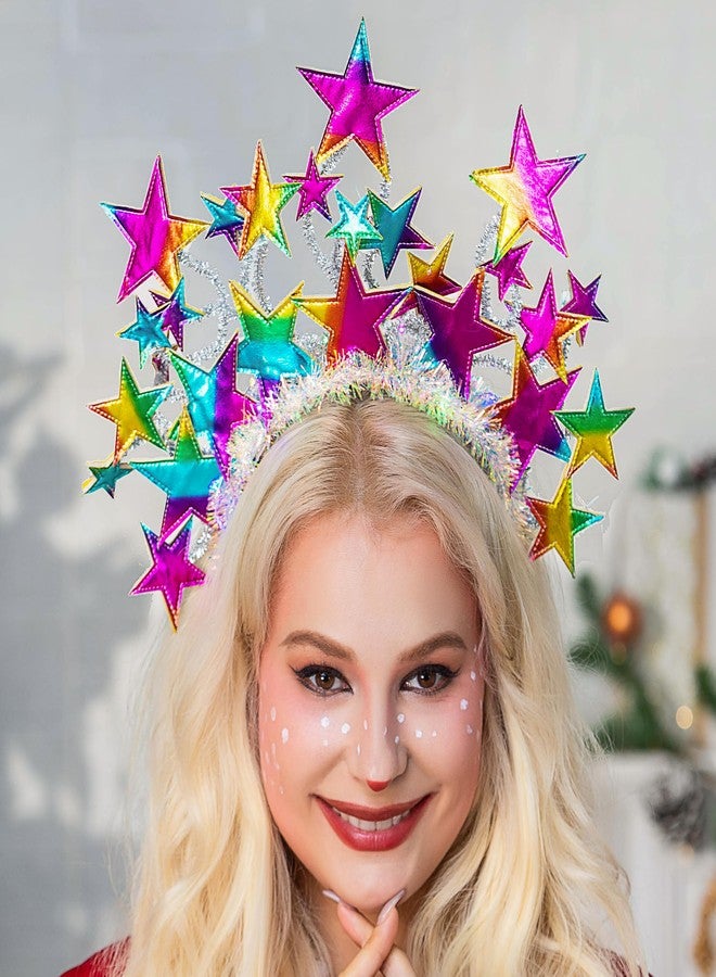 GENBREE Light Up Stars Headbands Sparkly Led Star Hair Band Rave Party Costume Hair Accessories for Women(Multi-colored) - Image 3
