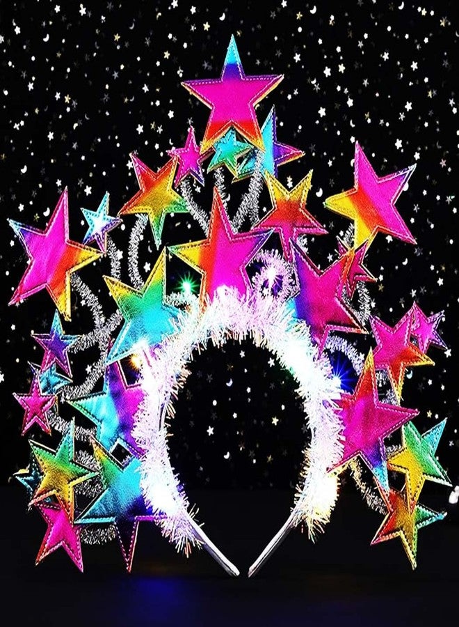 GENBREE Light Up Stars Headbands Sparkly Led Star Hair Band Rave Party Costume Hair Accessories for Women(Multi-colored) - Image 2