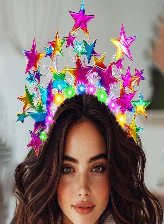 GENBREE Light Up Stars Headbands Sparkly Led Star Hair Band Rave Party Costume Hair Accessories for Women(Multi-colored) - Image 5