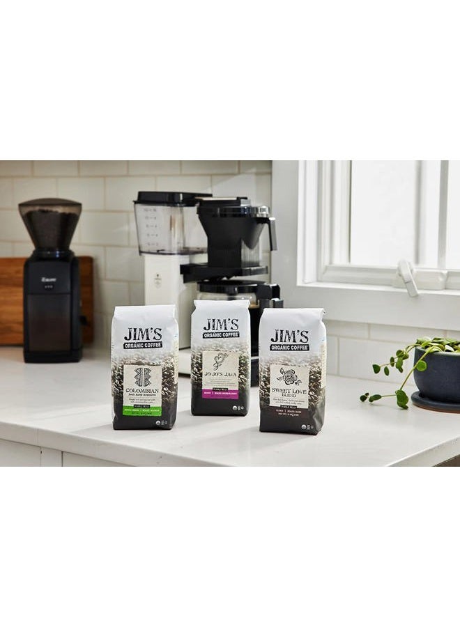 Jim's Organic Coffee – Sweet Love Blend – Whole Bean, Dark Roast, Bold 11 oz Bag  - Image 5