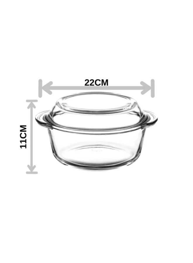 بوركام طاجن زجاجي دائري للفرن من بوركام مع غطاء سعة 1450 مل – صنع في تركيا - Image 2