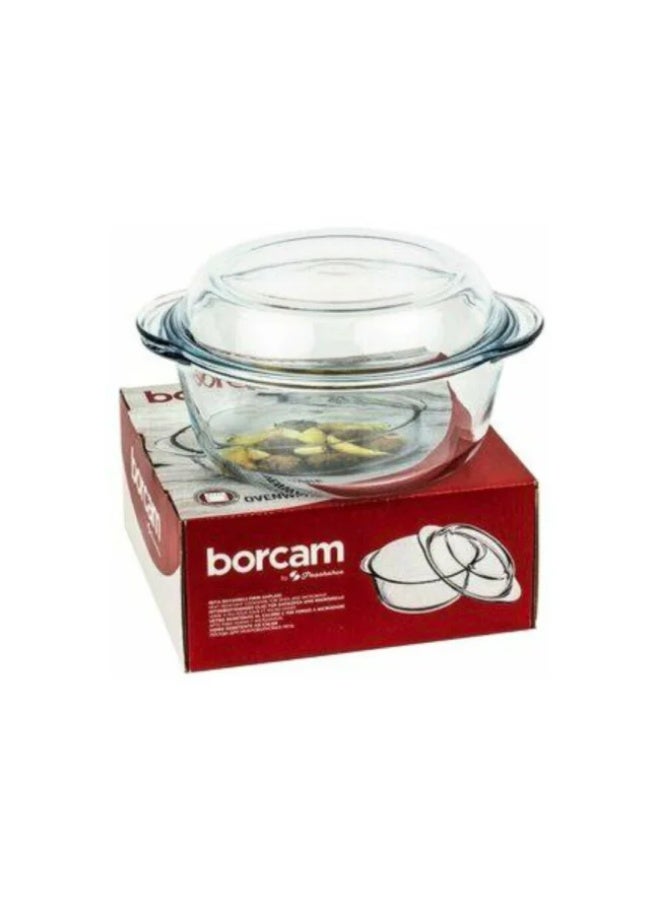 بوركام طاجن زجاجي دائري للفرن من بوركام مع غطاء سعة 1450 مل – صنع في تركيا - Image 5