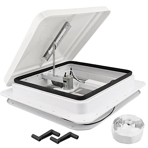 RVMATE مروحة تهوية سقف RVMATE 14" للمركبات الترفيهية/الكامبر/المقطورة، بيضاء مع مروحة 12V وشفرات 6" - Image 1