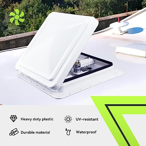 RVMATE مروحة تهوية سقف RVMATE 14" للمركبات الترفيهية/الكامبر/المقطورة، بيضاء مع مروحة 12V وشفرات 6" - Image 4