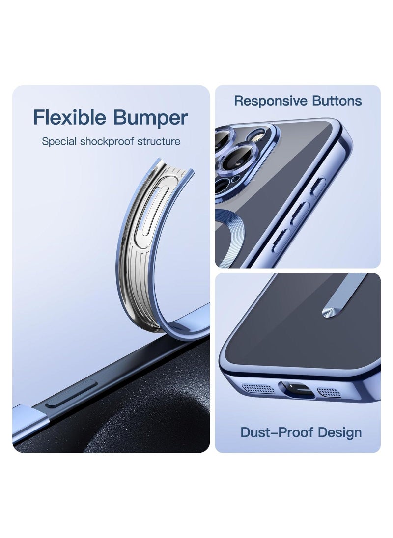 Raxoom Electroplated Case for iPhone 15 Pro Max 6.7-Inch, Camera Lens Full Protection, Compatible with MagSafe Wireless Charging, Shockproof Soft TPU Phone Cover (Sierra Blue) - Image 5
