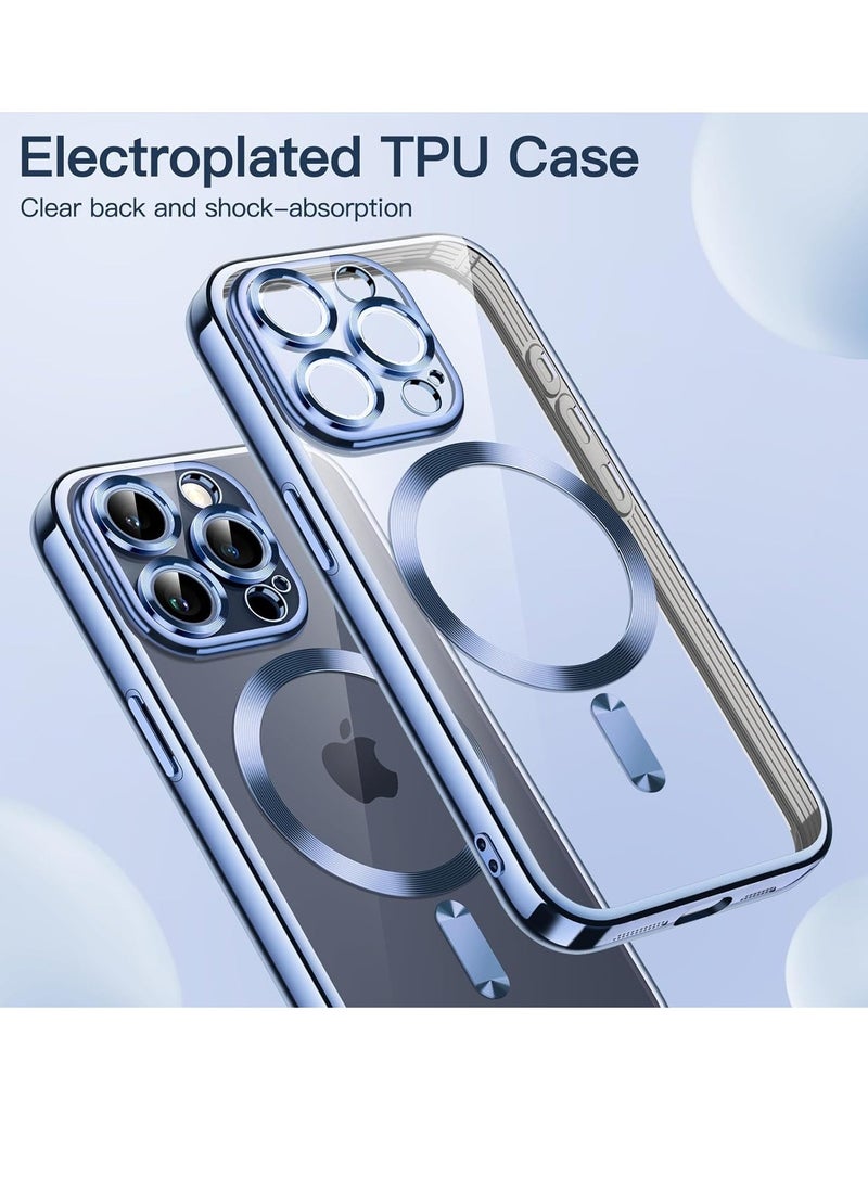 Raxoom Electroplated Case for iPhone 15 Pro Max 6.7-Inch, Camera Lens Full Protection, Compatible with MagSafe Wireless Charging, Shockproof Soft TPU Phone Cover (Sierra Blue) - Image 2