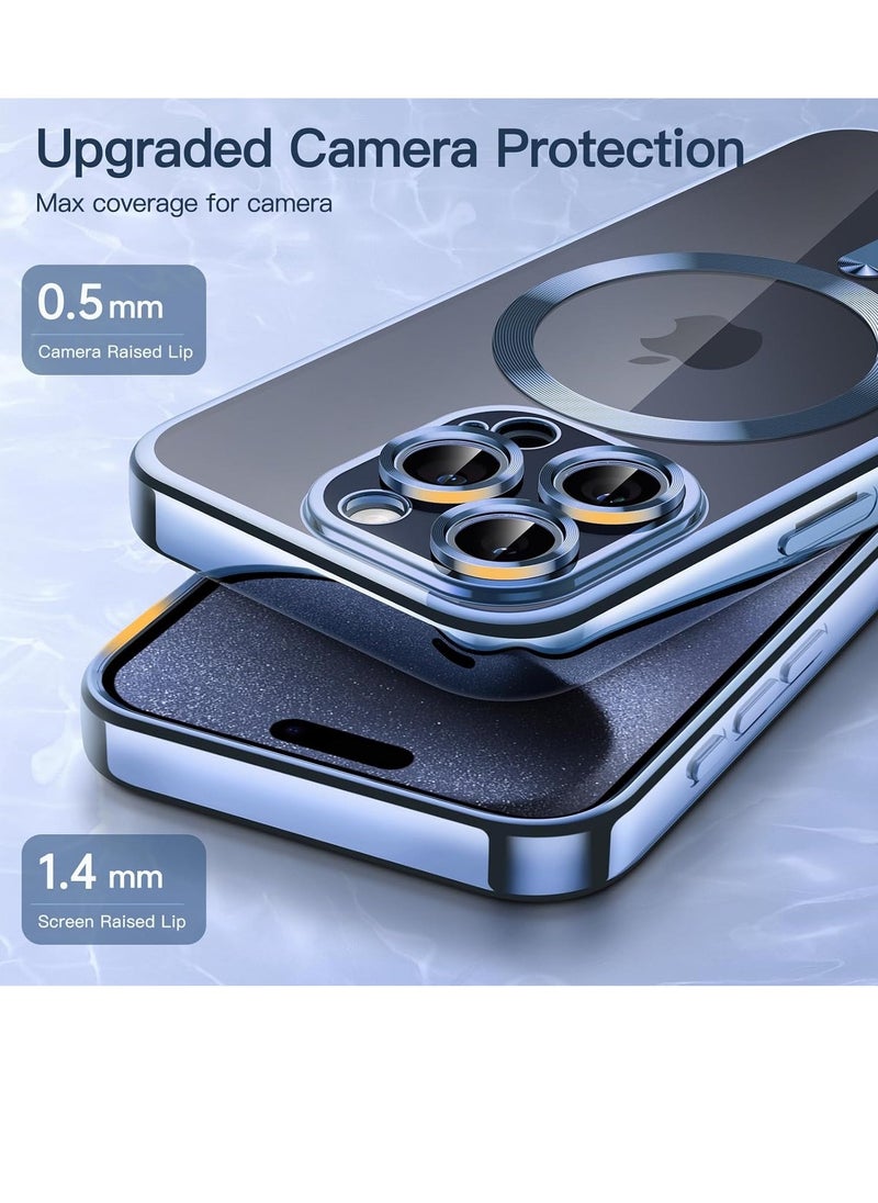Raxoom Electroplated Case for iPhone 15 Pro Max 6.7-Inch, Camera Lens Full Protection, Compatible with MagSafe Wireless Charging, Shockproof Soft TPU Phone Cover (Sierra Blue) - Image 4