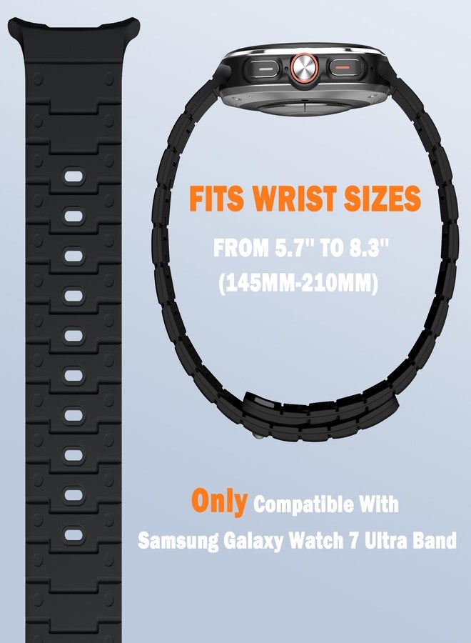 Bandletic Compatible with Samsung Galaxy Watch Ultra Strap 47 mm, Soft Silicone Magnetic Sport Breathable Durable Adjustable Replacement Bands for Galaxy Watch Ultra for Men Women, 24 millimetri - Image 2