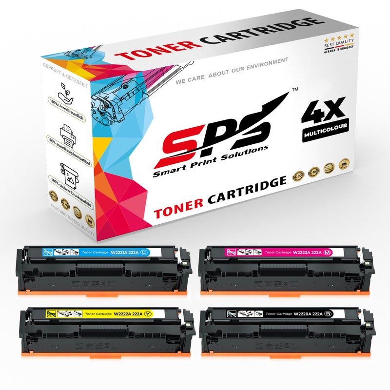 SPS Compatible Toner Cartridges for HP | 222A | 4x Multicolor | Yield upto 1,200 Pages