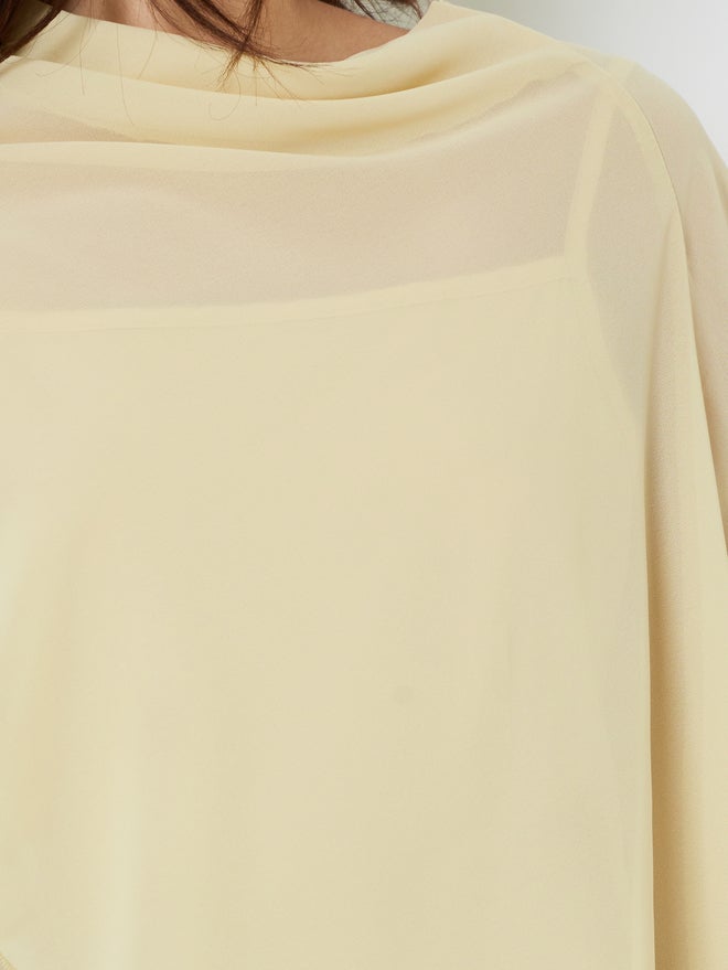 Styli Yellow Strappy Maxi Dress with Chiffon Shawl - Image 4