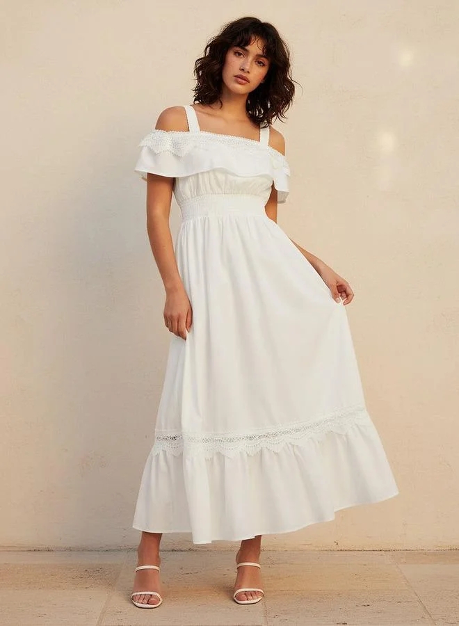 Splash FAV Maxi Cotton Dress with Lace Trim