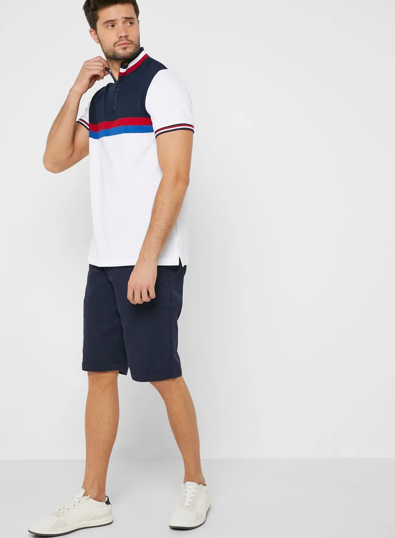 Iconic Stickles Color Block Chinese Collar T-Shirt