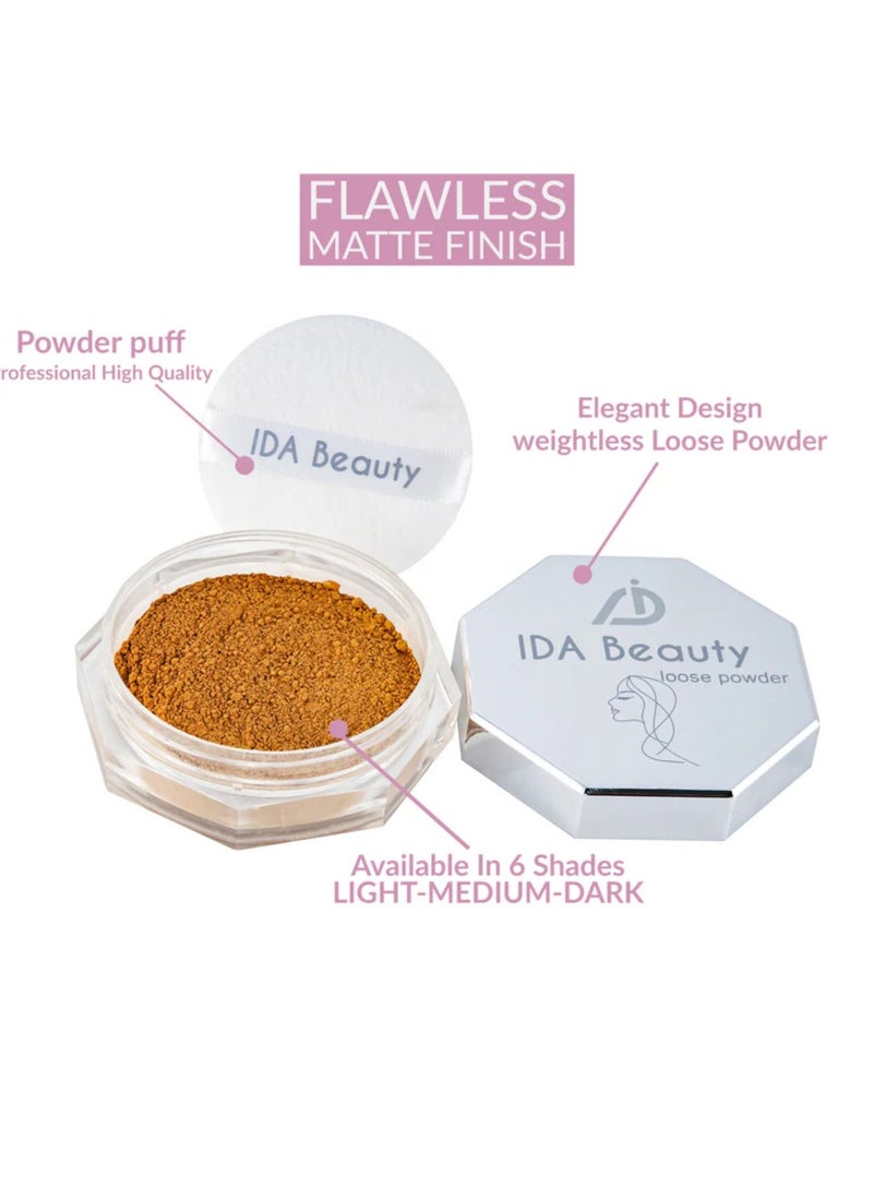 IDA Beauty Weightless Loose Setting Powder | Long-Lasting, Oil-Absorbing, Flawless Matte Finish (Glam 05) - Image 5