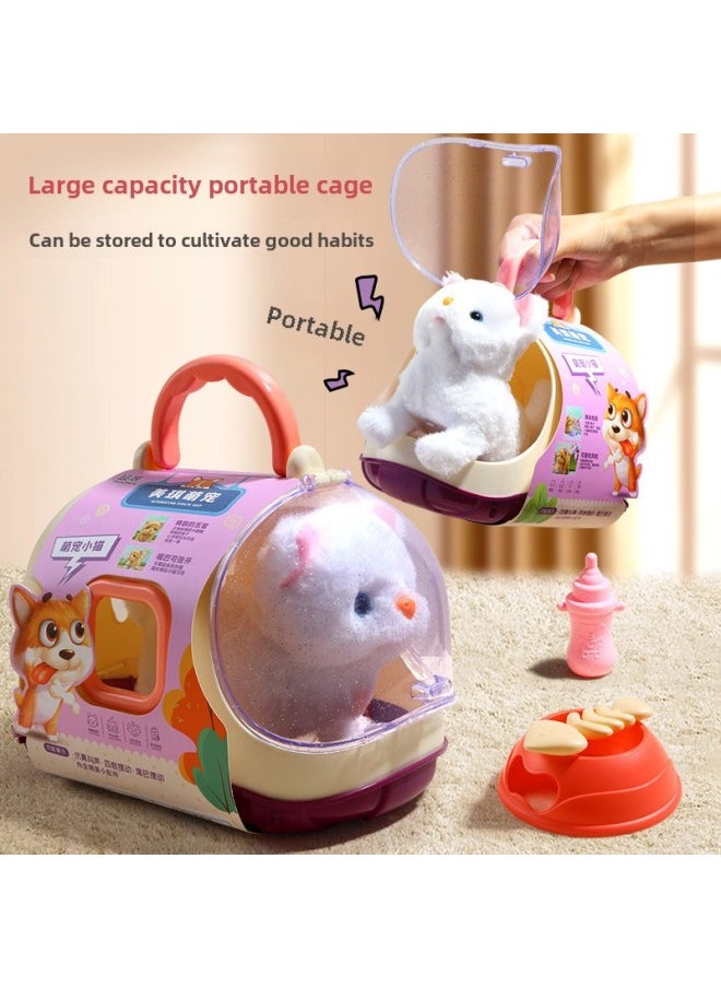 Children's Simulation Electric Plush Kitten Girl Toy Will Call Walking Adorable Rabbit Puppy Doll Gift-Color:Yellow Ear Cat  Fish Bone Dress Package-Specifications:Rechargeable Battery Edition  - Image 2