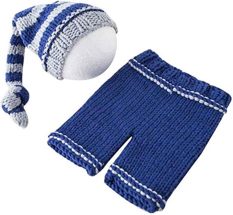 Vedory Newborn Baby Photography Props Boy Girls Photo Shoot Props Outfits Crochet Knitted Costume Unisex Cute Infant Hat Pants - Image 2