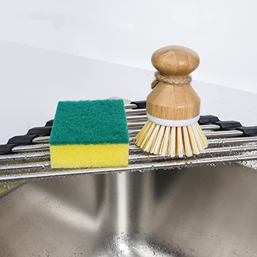 Tomorotec Foldable Stainless Steel Triangle Roll-Up Dish Drying Rack for Small Sink Corners - Over-The-Sink Multipurpose Kitchen Drainer, Rustproof Organizer, Trivet and Shelf - Space-Saving (Black) - Image 3