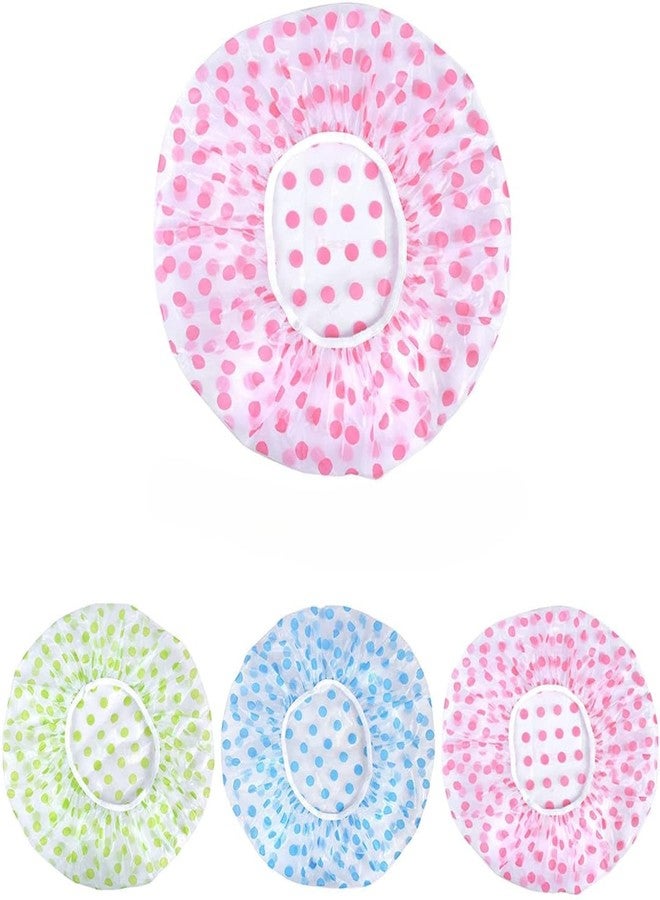 MAHNTMART Shower Caps, Elastic Reusable Waterproof Plastic Shower Cap for Women Ladies Spa Salon (Red+Yellow+Blue) (3 Pieces) - Image 1