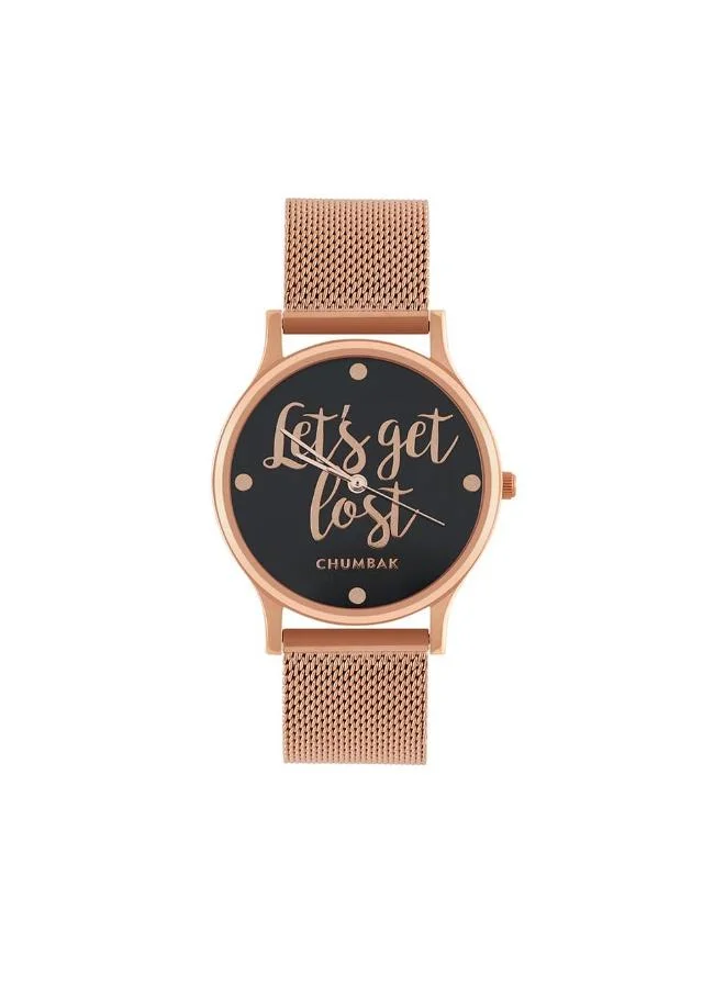 تشومباك ساعة يد بعقارب دائرية من تشومباك - مجموعة دعنا نضيع - ستانلس ستيل - للنساء - أسود