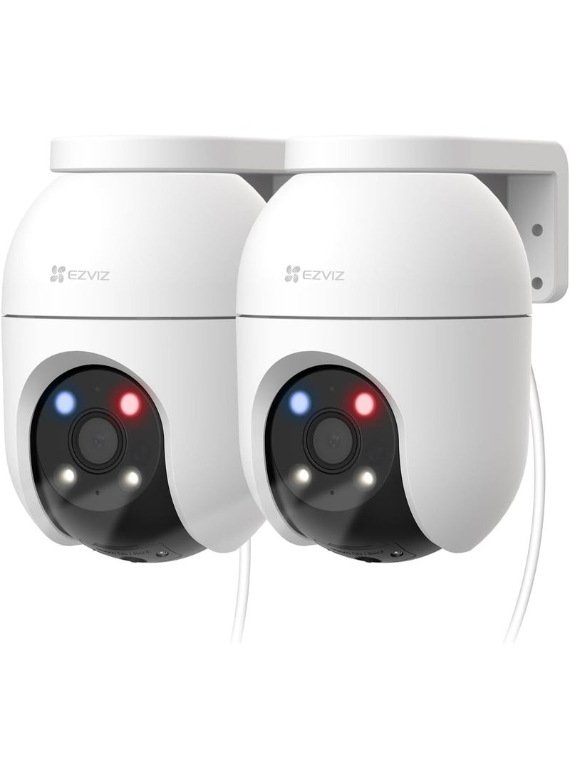 إيزفيز EZVIZ C8c 5MP (2 Pack) Wi-Fi Outdoor Cameras Wired, 360° Pan Tilt, CCTV Camera Support 512GB SD No Monthly Fee, Human/Vehicle Detection, 3K Color Night Vision, 2.4/5GHz Dual-Band Wi-Fi 6 (C8c 5MP) - Image 1
