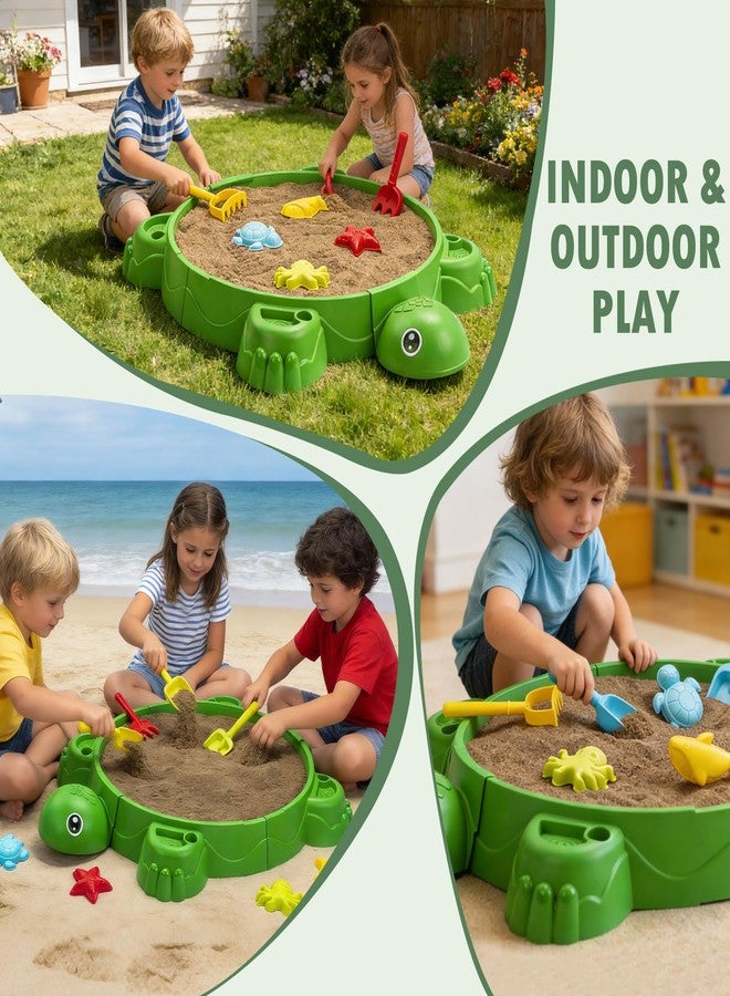VROGTIK Turtle Sandbox with Lid & Beach Toys Set, 38" Kids Sandbox for Toddlers 3-8, Indoor Outdoor Sensory Play Sand Box with Cover, Summer Gift for Ages 3-8 - Image 5
