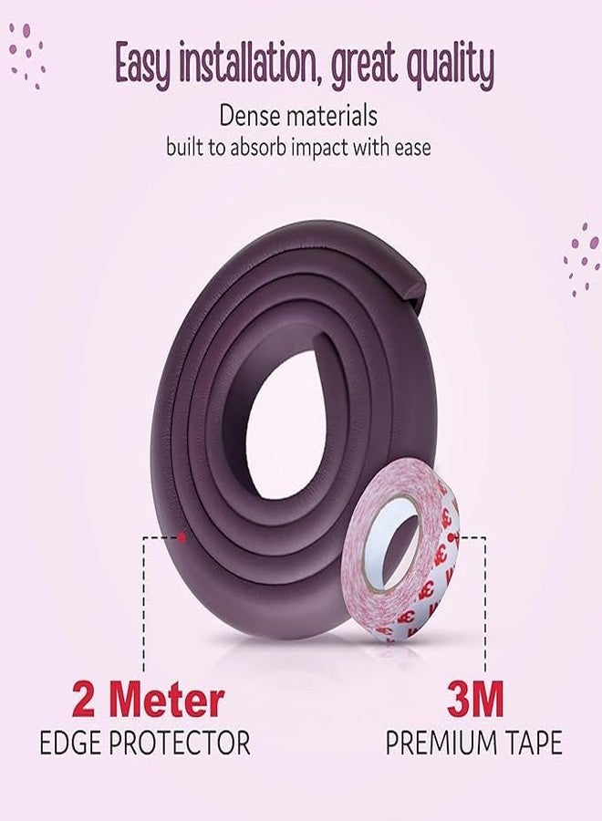 Blikiz® Baby Proofing Edge Corner Guards, Extra Thick 2 Meter, Furniture Corner Cushion for Child Safety, 3M Adhesive Tape, Corner Protector for Baby, Edge Guard Strips, Non Toxic, BPA Free, Brown - Image 3
