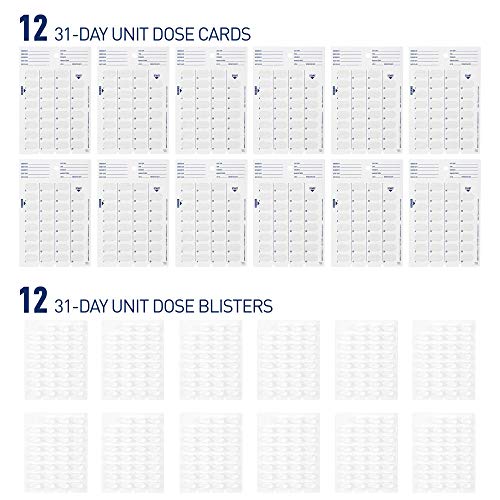 Ezy Dose Disposable (31-Day) Pill, Medicine, Vitamin Organizer Box | Monthly Planner Refill Pack | Kit includes 12 Cards and Blisters - Image 2