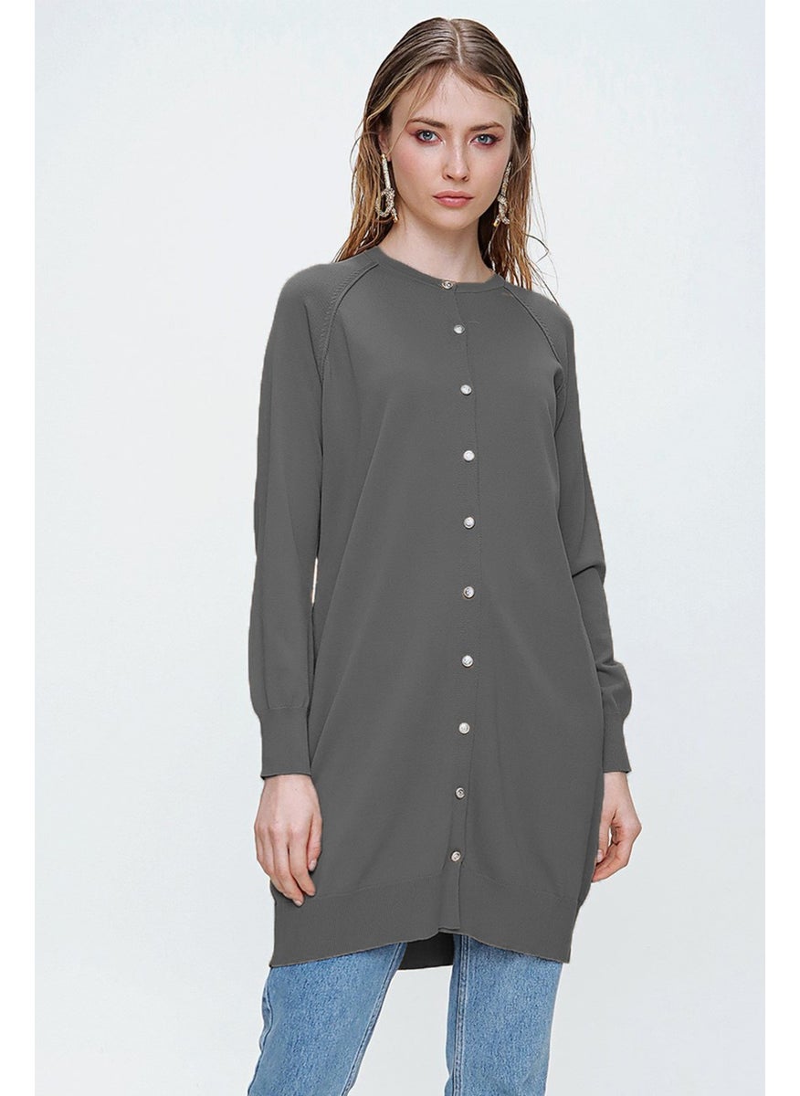 Nuss Mercerized Knitwear Cardigan Medium H-300 Smoke  - Image 1