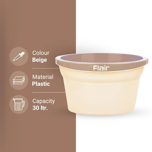 FLAIR Estella Bath Tub | Multipurpose Utility Gaint Tub | Durable Plastic Bath Tub | Baby Bathing Tub | Clothes Washing Tub for Bathroom (T.Green, 30 LTR) - Image 3
