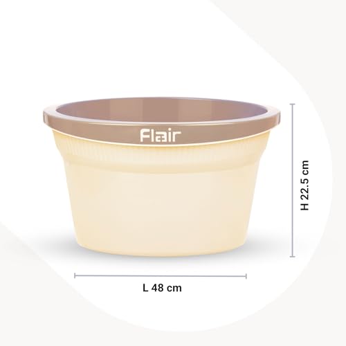 FLAIR Estella Bath Tub | Multipurpose Utility Gaint Tub | Durable Plastic Bath Tub | Baby Bathing Tub | Clothes Washing Tub for Bathroom (T.Green, 30 LTR) - Image 4