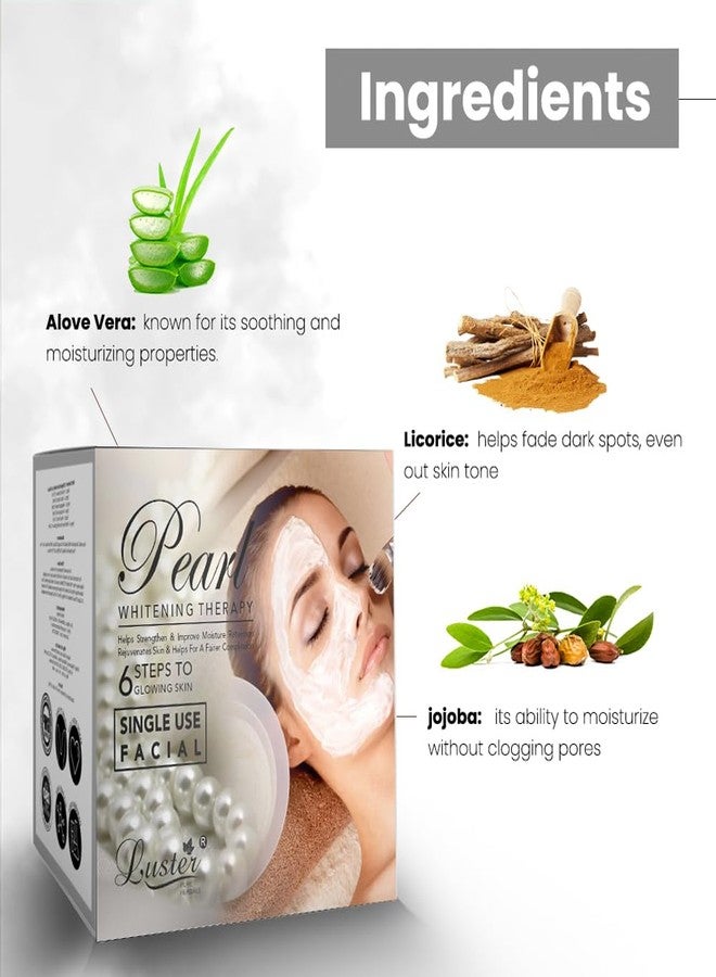 Luster Pearl Whitening Therapy Facial Kit | Enriched with Licorice & Herbal Extracts | 6 Step Facial Kit | Single Use Mini Facial Kit | Perfect Glowing Skin | Paraben Free - 40g (Pack of 2) - Image 3