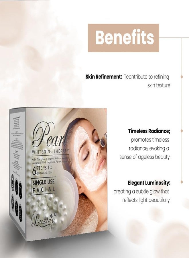 Luster Pearl Whitening Therapy Facial Kit | Enriched with Licorice & Herbal Extracts | 6 Step Facial Kit | Single Use Mini Facial Kit | Perfect Glowing Skin | Paraben Free - 40g (Pack of 2) - Image 2