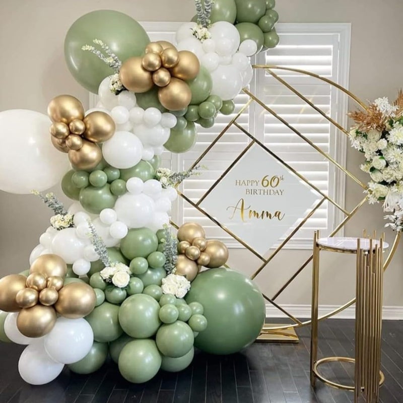 ADOINBY Sage Green White Gold Balloon Arch Kit, 156Pcs Latex Balloons Different Sizes 18 12 10 5 Inch Party Balloon Garland Kit for Baby Shower, Wedding, Engagements, Birthday, Anniversary Decorations - Image 3