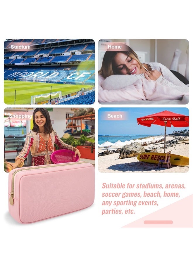 Iqimott حقيبة مكياج صغيرة من النايلون مع سحاب، حقيبة مكياج مدمجة، حقيبة أدوات تجميل، حقيبة سفر مقاومة للماء، حقيبة تخزين للعملات للنساء والفتيات والمراهقات (وردي) - Image 4