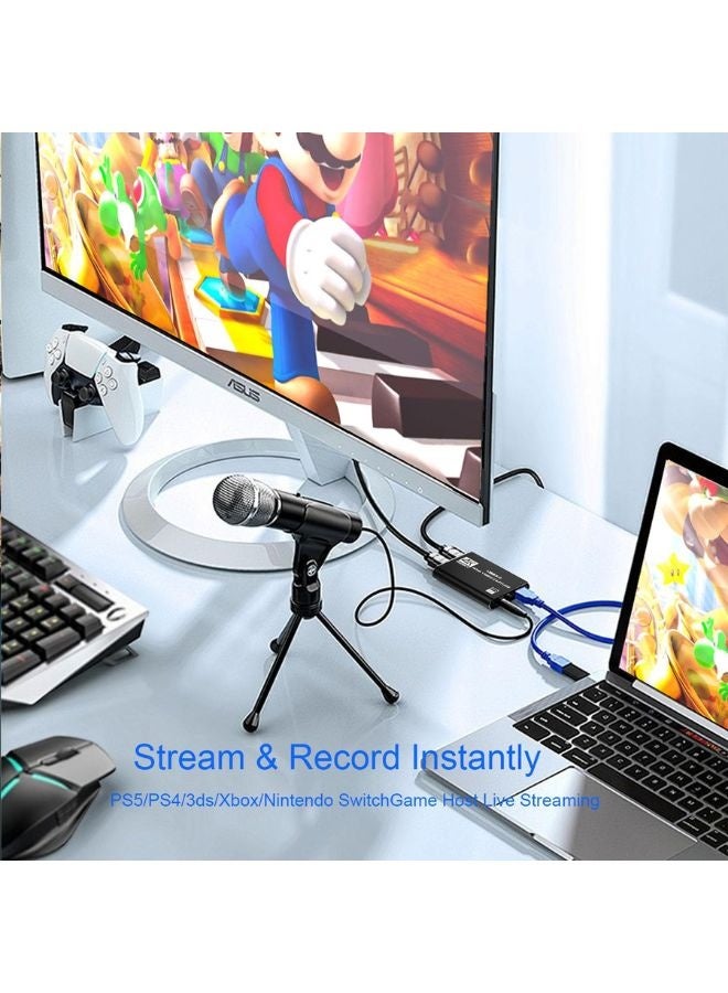 4K HDMI Video Capture Card, USB3.0 1080P 60FPS Video Recorder Audio Video,  Switch Capture Card for Streaming Gaming and Broadcasting Black  - Image 3