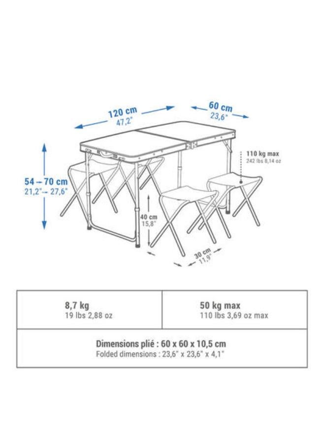 Quechua FOLDING CAMPING TABLE - 4 STOOLS - 4 TO 6 PEOPLE - Image 2