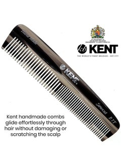 KENT R7Tg Graphite Double Tooth Hair Pocket Comb Small Fine/Wide Tooth Comb For Grooming Styling Hair Beard And Mustache For Men Women And Kids. Saw Cut And Hand Polished. Handmade In England  - Image 2