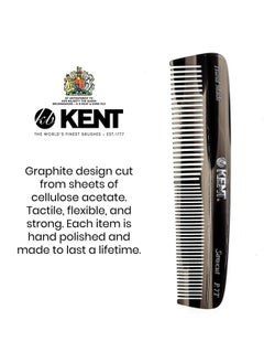 KENT R7Tg Graphite Double Tooth Hair Pocket Comb Small Fine/Wide Tooth Comb For Grooming Styling Hair Beard And Mustache For Men Women And Kids. Saw Cut And Hand Polished. Handmade In England  - Image 3