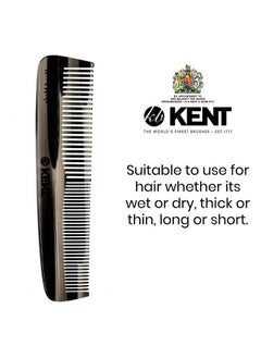 KENT R7Tg Graphite Double Tooth Hair Pocket Comb Small Fine/Wide Tooth Comb For Grooming Styling Hair Beard And Mustache For Men Women And Kids. Saw Cut And Hand Polished. Handmade In England  - Image 4