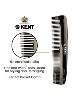 KENT R7Tg Graphite Double Tooth Hair Pocket Comb Small Fine/Wide Tooth Comb For Grooming Styling Hair Beard And Mustache For Men Women And Kids. Saw Cut And Hand Polished. Handmade In England  - Image 5